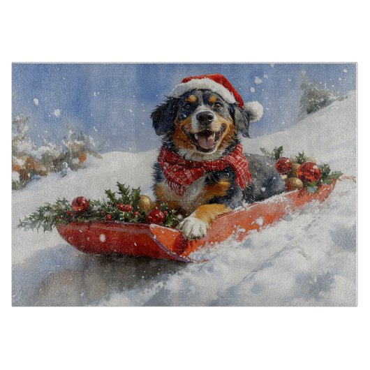 Bluetick Coonhound-hond in slee Kerstmis Snijplank (Voorkant)