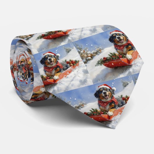 Bluetick Coonhound-hond in slee Kerstmis Stropdas (Opgerold)