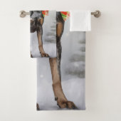 Bluetick Coonhound Hond in Sneeuw Kerstmis Bad Handdoek (Insitu)