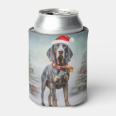 Bluetick Coonhound Hond in Sneeuw Kerstmis Blikjeskoeler (Blikje Voorkant)