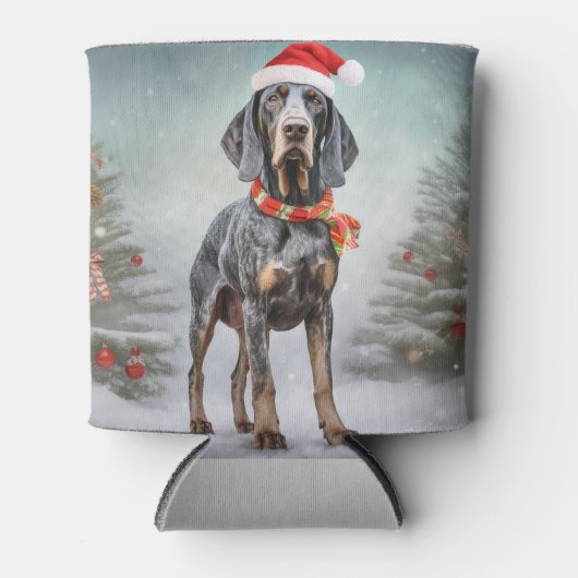 Bluetick Coonhound Hond in Sneeuw Kerstmis Blikjeskoeler (Voorkant)