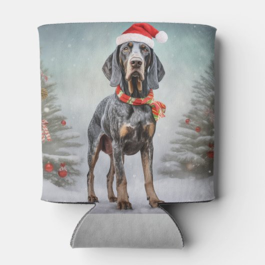 Bluetick Coonhound Hond in Sneeuw Kerstmis Blikjeskoeler (Achterkant)
