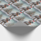 Bluetick Coonhound Hond in Sneeuw Kerstmis Cadeaupapier (Hoek)