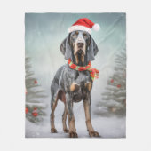 Bluetick Coonhound Hond in Sneeuw Kerstmis Fleece Deken (Voorkant)