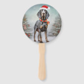Bluetick Coonhound Hond in Sneeuw Kerstmis Handwaaier (Achterkant)
