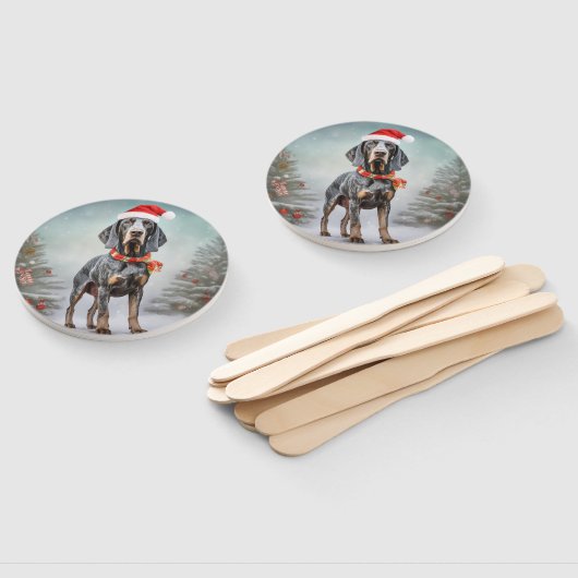 Bluetick Coonhound Hond in Sneeuw Kerstmis Handwaaier (Niet-gemonteerd)