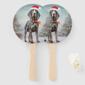 Bluetick Coonhound Hond in Sneeuw Kerstmis Handwaaier (Voorkant en achterkant)
