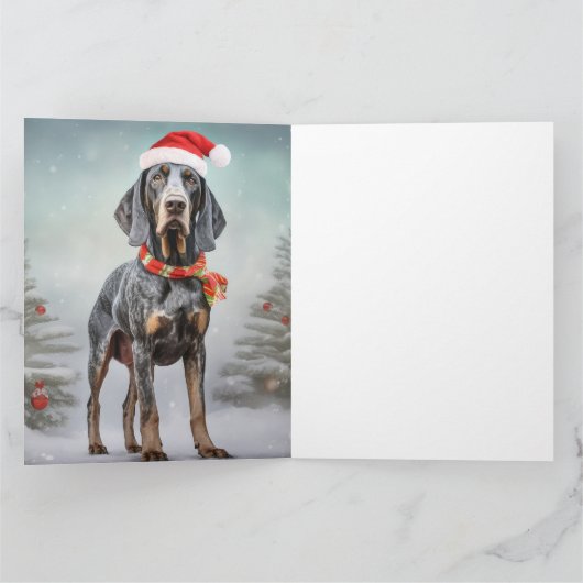 Bluetick Coonhound Hond in Sneeuw Kerstmis Kaart (Binnen)