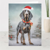 Bluetick Coonhound Hond in Sneeuw Kerstmis Kaart (Voorkant)
