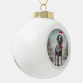 Bluetick Coonhound Hond in Sneeuw Kerstmis Keramische Bal Ornament (Links)