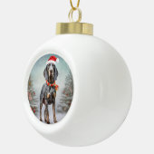 Bluetick Coonhound Hond in Sneeuw Kerstmis Keramische Bal Ornament (Rechts)