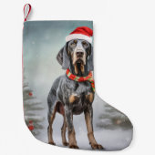 Bluetick Coonhound Hond in Sneeuw Kerstmis Kleine Kerstsok (Voorkant)