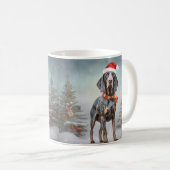 Bluetick Coonhound Hond in Sneeuw Kerstmis Koffiemok (Voorkant rechts)