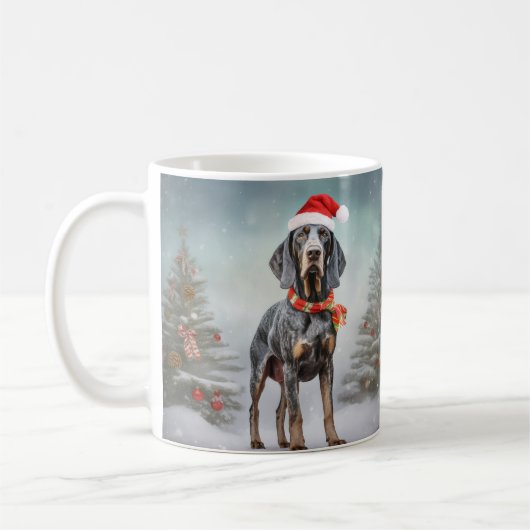 Bluetick Coonhound Hond in Sneeuw Kerstmis Koffiemok (Links)