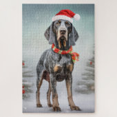 Bluetick Coonhound Hond in Sneeuw Kerstmis Legpuzzel (Verticaal)