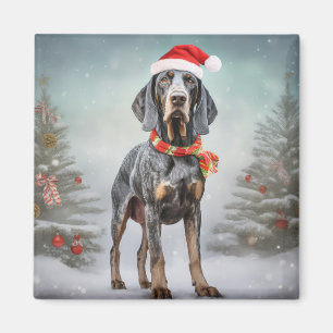 Bluetick Coonhound Hond in Sneeuw Kerstmis Magneet