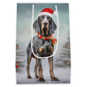Bluetick Coonhound Hond in Sneeuw Kerstmis Medium Cadeauzakje (Achterkant)