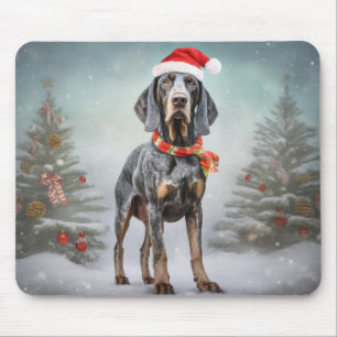 Bluetick Coonhound Hond in Sneeuw Kerstmis Muismat