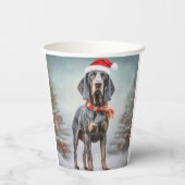 Bluetick Coonhound Hond in Sneeuw Kerstmis Papieren Bekers (Achterkant)