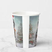 Bluetick Coonhound Hond in Sneeuw Kerstmis Papieren Bekers (Links)