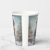 Bluetick Coonhound Hond in Sneeuw Kerstmis Papieren Bekers (Rechts)