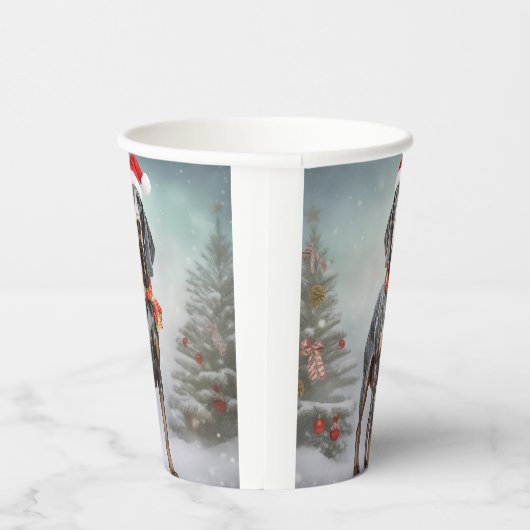 Bluetick Coonhound Hond in Sneeuw Kerstmis Papieren Bekers (Rechts)