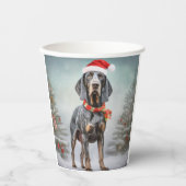 Bluetick Coonhound Hond in Sneeuw Kerstmis Papieren Bekers (Voorkant)