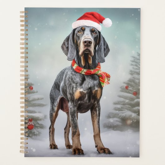 Bluetick Coonhound Hond in Sneeuw Kerstmis Planner (Voorkant)