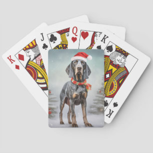 Bluetick Coonhound Hond in Sneeuw Kerstmis Pokerkaarten