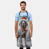 Bluetick Coonhound Hond in Sneeuw Kerstmis Schort (Gedragen)