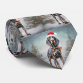 Bluetick Coonhound Hond in Sneeuw Kerstmis Stropdas (Opgerold)