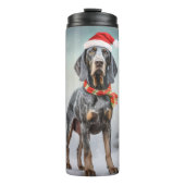 Bluetick Coonhound Hond in Sneeuw Kerstmis Thermosbeker (Voorkant)