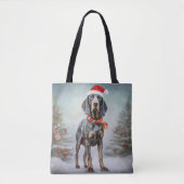 Bluetick Coonhound Hond in Sneeuw Kerstmis Tote Bag (Voorkant)