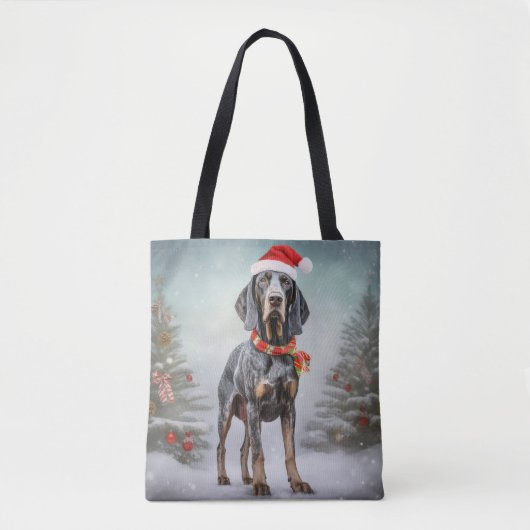 Bluetick Coonhound Hond in Sneeuw Kerstmis Tote Bag (Voorkant)