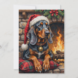 Bluetick Coonhound Hond Koele Lodge Kerstmis Feestdagenkaart