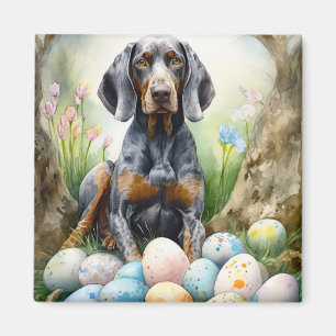 Bluetick Coonhound-hond met Pasen Eieren Vakantie  Magneet