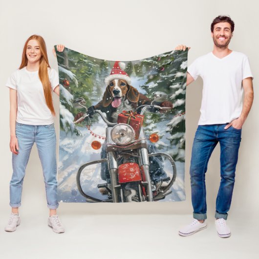 Bluetick Coonhound Hond Rijden Motorfiets Kerstmis Fleece Deken (In situ)