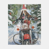 Bluetick Coonhound Hond Rijden Motorfiets Kerstmis Fleece Deken (Voorkant)