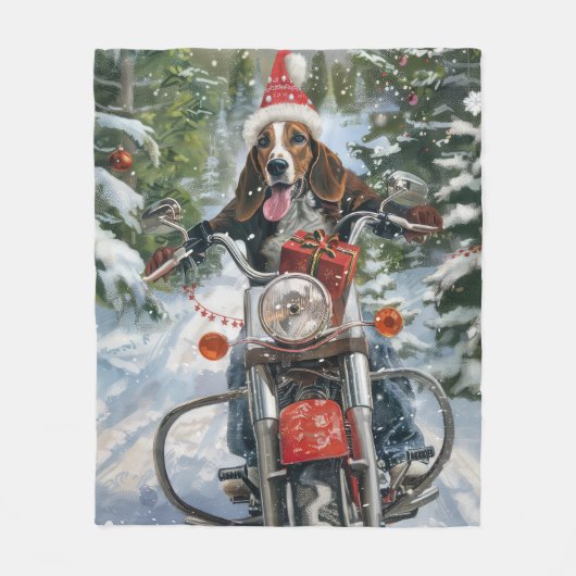 Bluetick Coonhound Hond Rijden Motorfiets Kerstmis Fleece Deken (Voorkant)