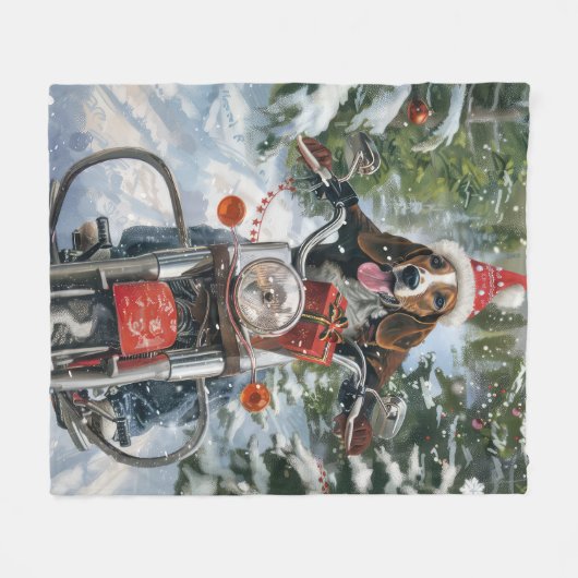Bluetick Coonhound Hond Rijden Motorfiets Kerstmis Fleece Deken (Voorkant (Horizontaal))