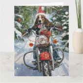 Bluetick Coonhound Hond Rijden Motorfiets Kerstmis Kaart (Voorkant)