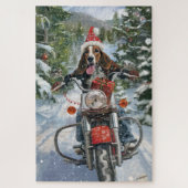 Bluetick Coonhound Hond Rijden Motorfiets Kerstmis Legpuzzel (Verticaal)