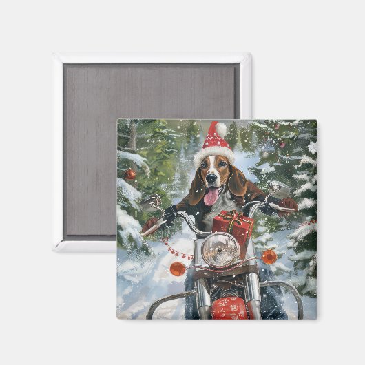 Bluetick Coonhound Hond Rijden Motorfiets Kerstmis Magneet (Voorkant / Achterkant)