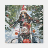 Bluetick Coonhound Hond Rijden Motorfiets Kerstmis Magneet (Voorkant)