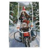 Bluetick Coonhound Hond Rijden Motorfiets Kerstmis Medium Cadeauzakje (Achterkant)