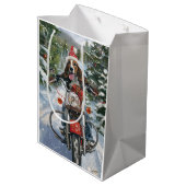 Bluetick Coonhound Hond Rijden Motorfiets Kerstmis Medium Cadeauzakje (Achterkant Gekanteld)