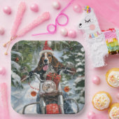 Bluetick Coonhound Hond Rijden Motorfiets Kerstmis Papieren Bordje (Feest)