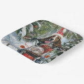 Bluetick Coonhound Hond Rijden Motorfiets Kerstmis Papieren Bordje (Gebogen)