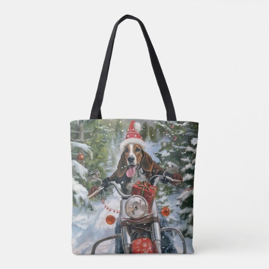 Bluetick Coonhound Hond Rijden Motorfiets Kerstmis Tote Bag (Achterkant)