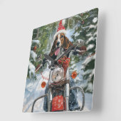 Bluetick Coonhound Hond Rijden Motorfiets Kerstmis Vierkante Klok (Hoek)